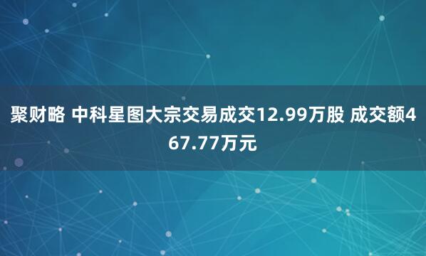 聚财略 中科星图大宗交易成交12.99万股 成交额467.77万元