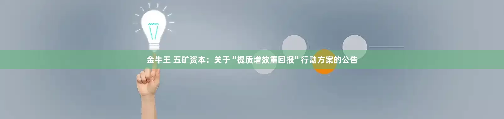 金牛王 五矿资本：关于“提质增效重回报”行动方案的公告